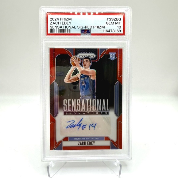 PSA 10 2024-25 Panini Prizm Sensational Signatures Red 6/99 Zach Edey #SS-ZEG
